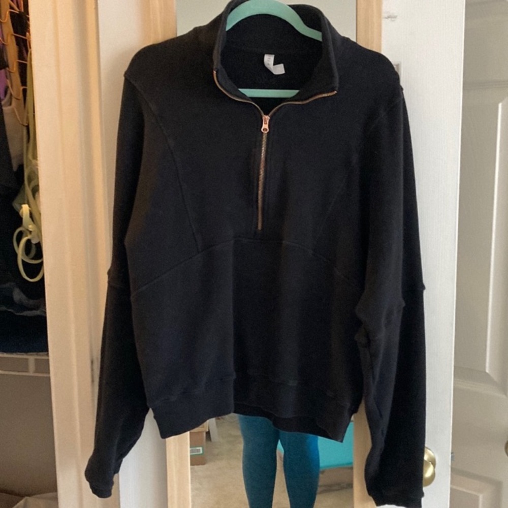 Ptula Quarter Zip Sweatshirt. Black with rose gold zipper from first launch GUC.